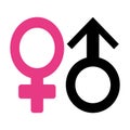 Male and female symbols.Male and female symbols. Vector illustrations. Black-and-white contour. Combinations. Royalty Free Stock Photo