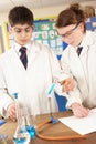 Male And Female Teenage Student In Science Class