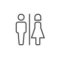 Male and female toilet line icon