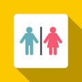 Male and female toilet sign icon, flat style Royalty Free Stock Photo