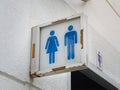 Male and female toilet sign on the toilets in the public park. Royalty Free Stock Photo