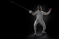 Male fencer in action