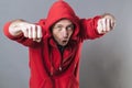 Male fighting concept for funny middle age male rapper Royalty Free Stock Photo