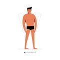 Male figure type - Rhomboid or Trapezoid. One of human anatomy body shapes cartoon dressed in underwear isolated on