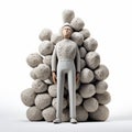 Contemporary Ceramic Sculpture: Male Figurine On Spiky Mounds