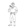 Male Filipino Farmer Standing Front View Comics Style Drawing