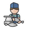 Male fish seller avatar. Man worker. Profile user, person. People icon. Vector illustration