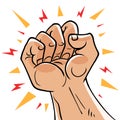 Male fist, resistance rage force concept. Protest symbol. Blow body part arm