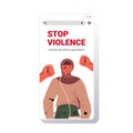 Male fists over scared terrified arab woman stop family violence aggression concept