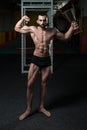 Male Fitness Competitor Showing His Winning Medal Royalty Free Stock Photo