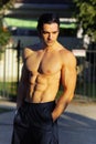 Male fitness model outdoors