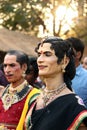 Male Folk dancers dressed up as female in India