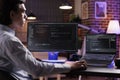 Male freelancer programming server encryption Royalty Free Stock Photo
