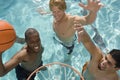 Male Friends Playing Basketball In Pool Royalty Free Stock Photo