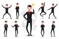 Male Funny Businessman 2D Character Ready to Use Set, Wearing Suit and Tie
