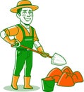 Male Gardener Farmer Cartoon Character Icon Logo