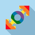 Male gay symbol in rainbow colors icon, flat style Royalty Free Stock Photo