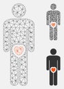 Male Genitals Love Vector Mesh 2D Model and Triangle Mosaic Icon