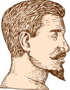 Male Goatee Side View Etching Royalty Free Stock Photo