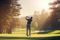 Male Golf Player, Professional Golf Course Concept, Golf Club, Golfer Man, Generative AI Illustration Royalty Free Stock Photo