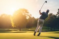 Male Golf Player, Professional Golf Course Concept, Golf Club, Golfer Man, Generative AI Illustration Royalty Free Stock Photo