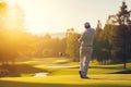 Male Golf Player, Professional Golf Course Concept, Golf Club, Golfer Man, Generative AI Illustration Royalty Free Stock Photo