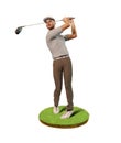 Male Golf player teeing off