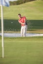 Male Golfer Playing Bunker Shot Royalty Free Stock Photo