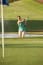 Male Golfer Playing Bunker Shot Royalty Free Stock Photo