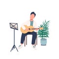 Male guitarist flat color vector faceless character Royalty Free Stock Photo