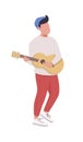 Male guitarist semi flat color vector character Royalty Free Stock Photo