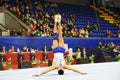 Male gymnast performing during Stella Zakharova Artistic Gymnastics Ukraine international Cup