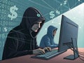 A male hacker created from ai is trying to hack your data from your computer