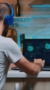 Male hacker failing in coding a dangerous virus