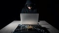 Hacker with locked laptop computer. Cyber attack concept Royalty Free Stock Photo