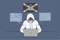 Male hacker steal personal data from computer