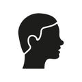 Male Hairstyle Profile Silhouette Icon. Men Head with Refined Hair Black Icon. View Side Man Pictogram. Isolated Vector Royalty Free Stock Photo
