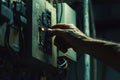 Generative Ai, male hand adjust automatic power line voltage
