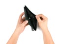 Male hand asian open empty wallet Royalty Free Stock Photo