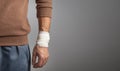 Male hand with bandage. First aid concept Royalty Free Stock Photo