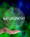 Offering you the benefits of Naturopathy Word Cloud Circle Royalty Free Stock Photo