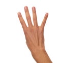 Male hand counting - four fingers