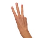 Male hand counting - three fingers