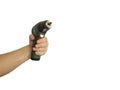 Male hand work drill, isolated