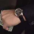 male hand with expensive watch, Generative AI