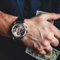 male hand with expensive watch, Generative AI