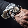 male hand with expensive watch, Generative AI