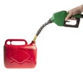 Male hand filling fuel