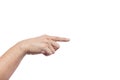 Male hand finger pointing isolated on white background with clipping path Royalty Free Stock Photo