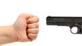 Male hand and a gun Royalty Free Stock Photo